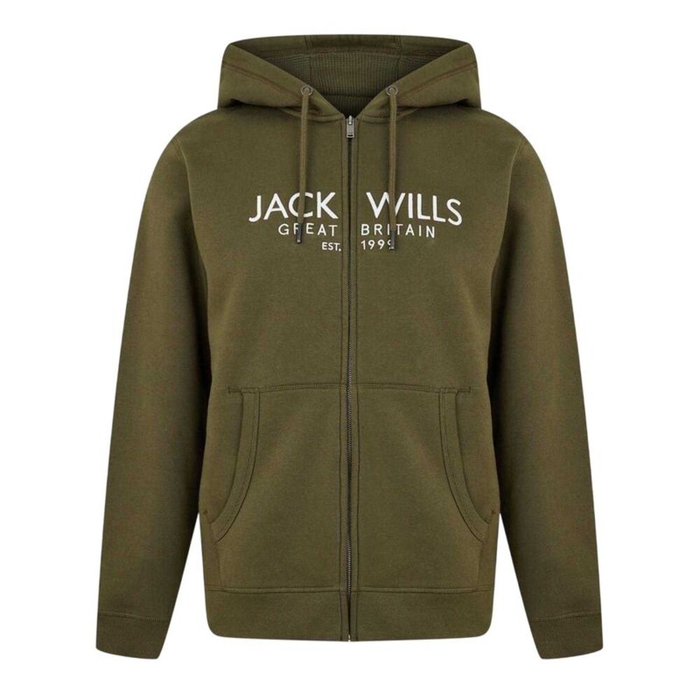 Jack Wills Mens Pinebrook Graphic Full Zip Hoodie / Leaf